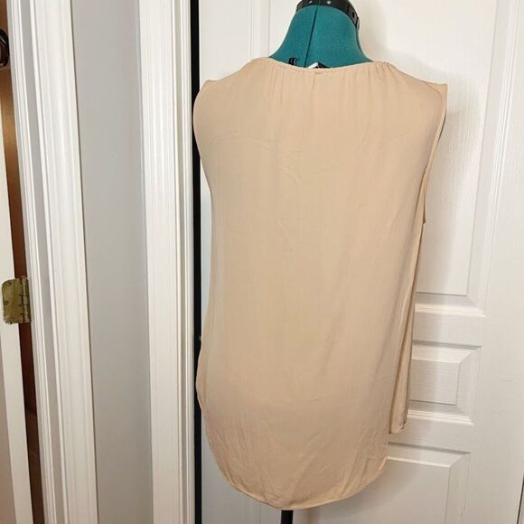 Theory Alamay Silk Sheer Unlined Sleeveless Gathered Tie Neck Keyhole Blouse - Picture 8 of 12